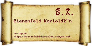 Bienenfeld Koriolán névjegykártya